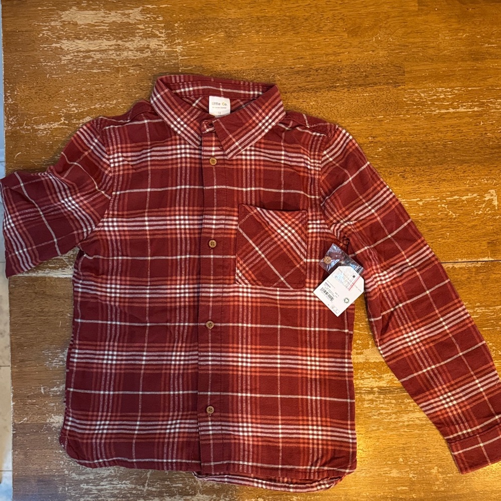 Boys Burgundy Plaid Button-Down Shirt